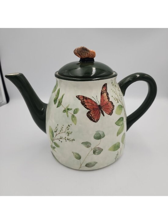 Cracker Barrel Other - Cracker Barrel Nature Susan Winget Teapot Tea Pot Butterfly Plants Ceramic
